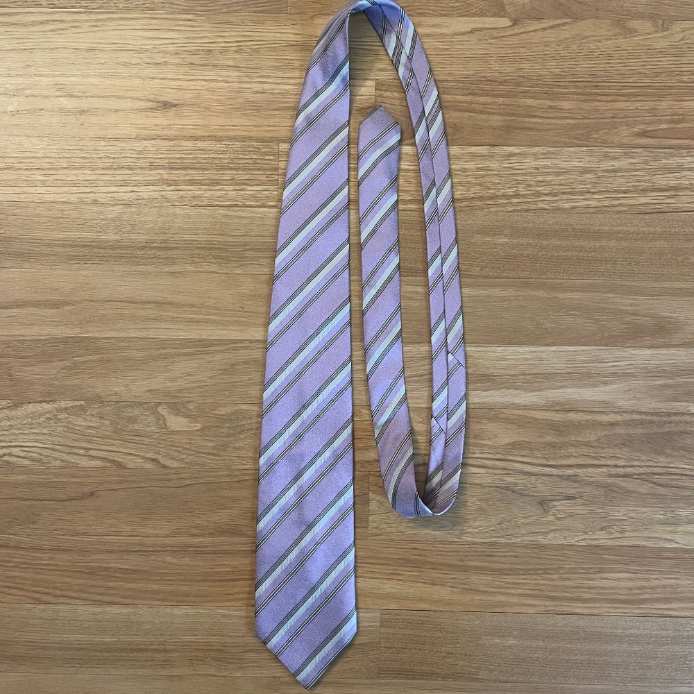 Zianetti Italian Silk Collection Striped Lilac 100% Silk Tie
